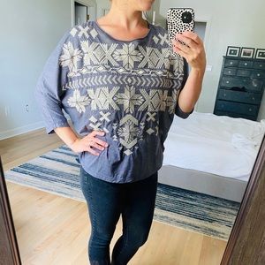 Unique 3/4 Sleeve with Embroidered Detail